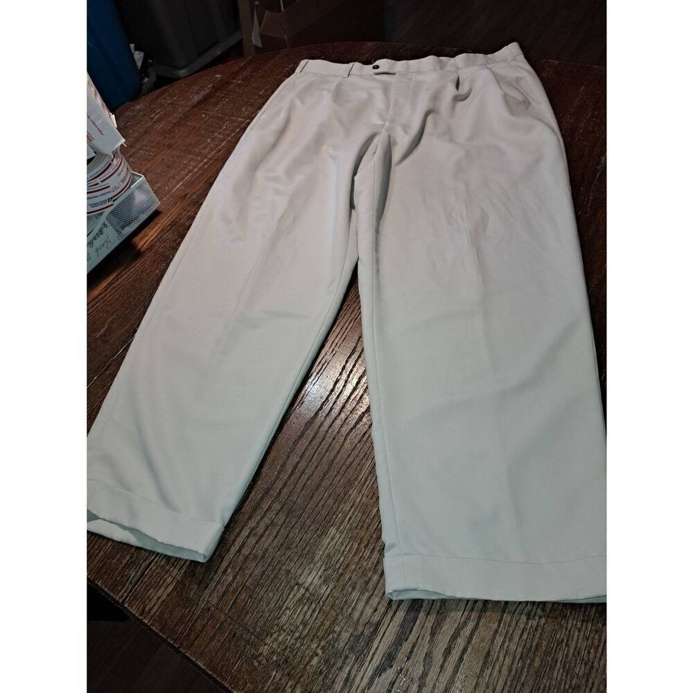 40x29 Izod Black Cream Pleated Front Cuffed Hem Dress Casual Pants with Pockets
